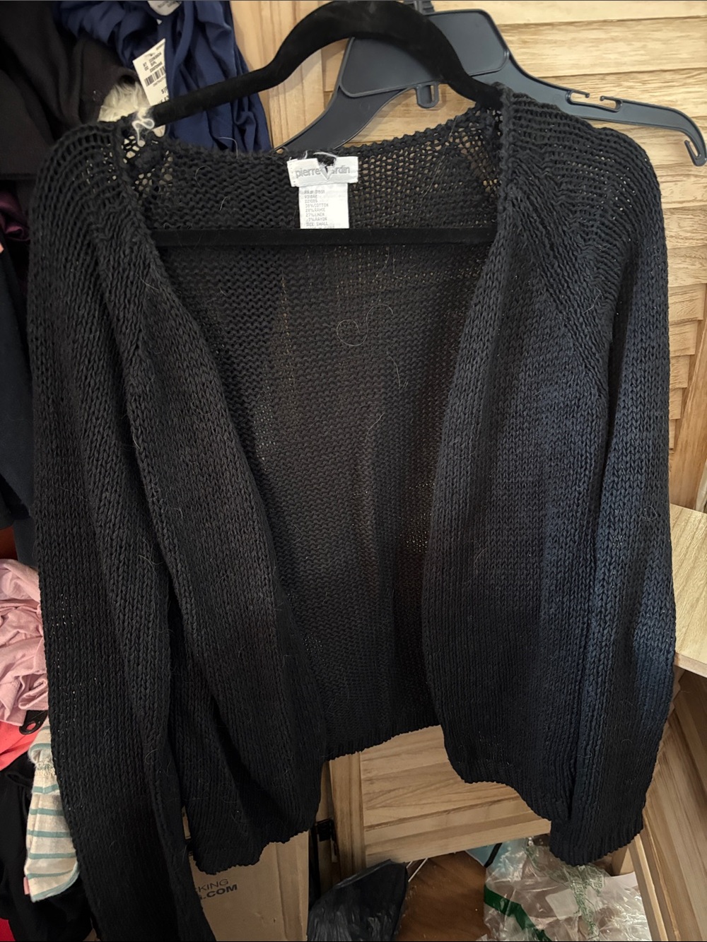 Pierre Cardin Black Open Cardigan with Lightweight Knit Small - Picture 1 of 3